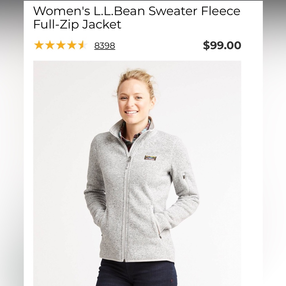 L.L.Bean Full Zip Sweater Fleece Jacket XS Tall